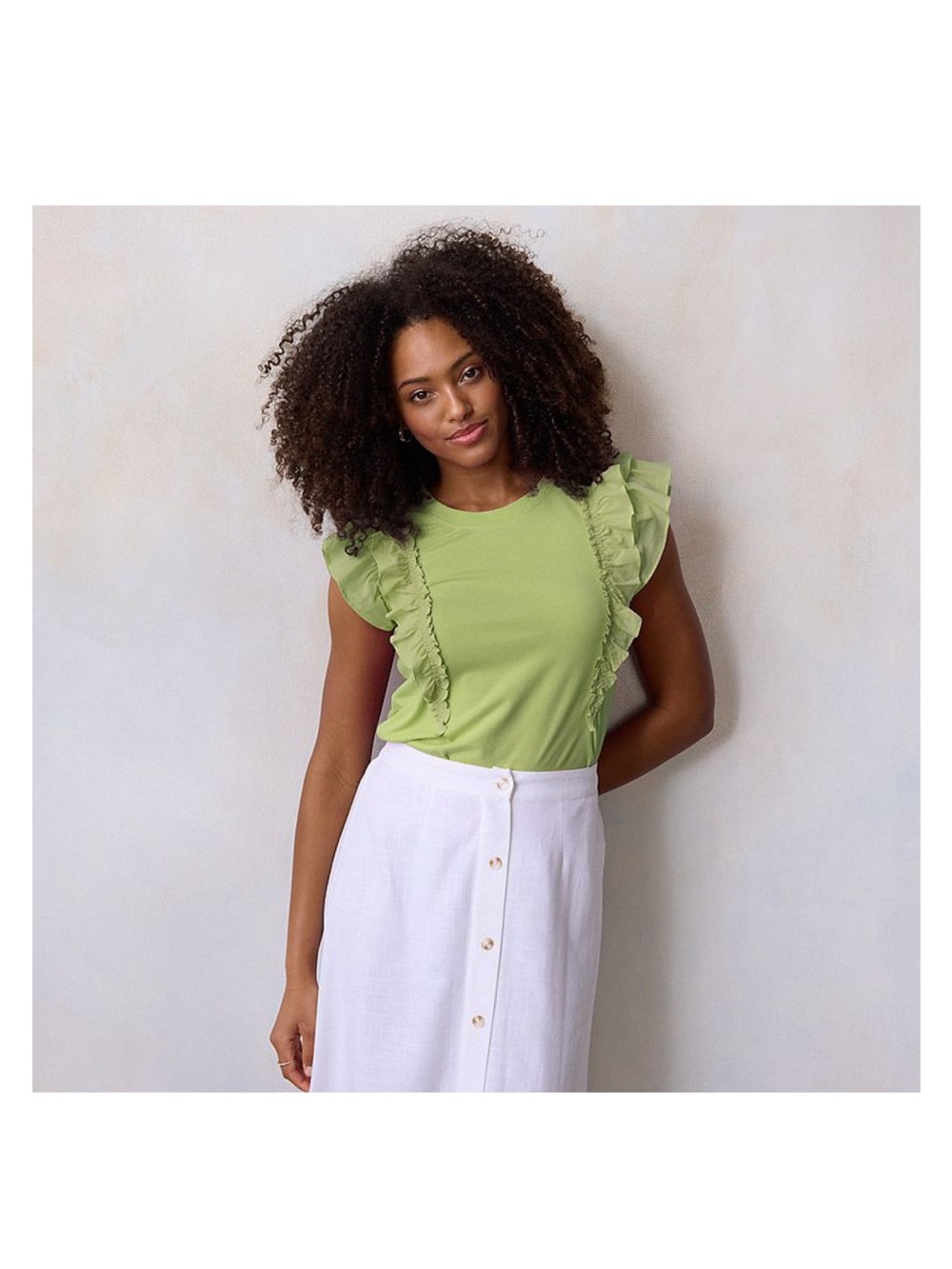 NWT LC Light Green Ruffle Sleeve Women's Top